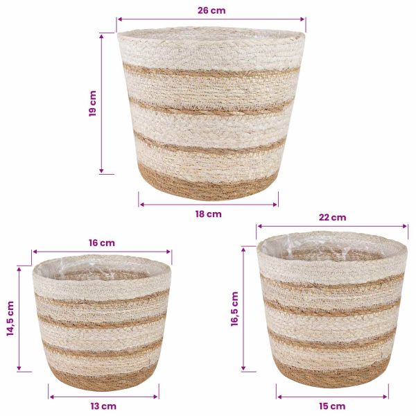 Кошници за растения от морска трева 3 pcs