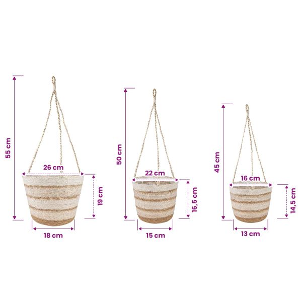 Кошници за растения от морска трева 3 pcs