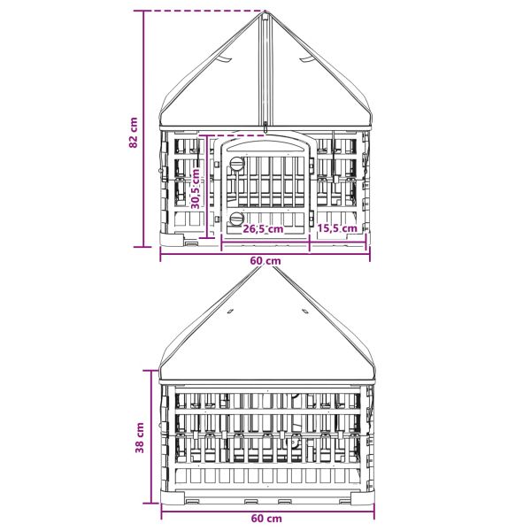 4 панелна клетка за кучета с покрив Бяло 63 x 63 x 67 см
