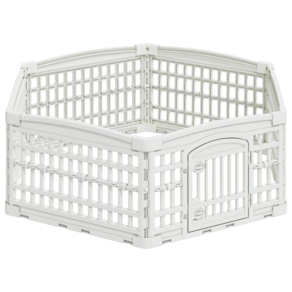 6 панелна играчка за кучета Бяло 122 x 106 x 40 см Пластмаса