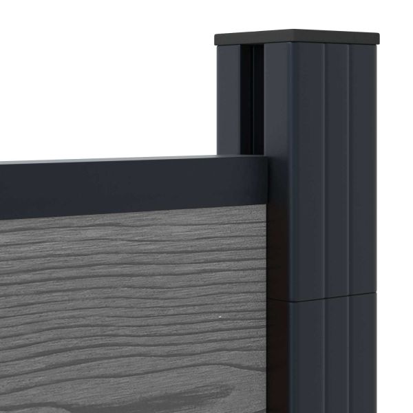 Панел на ограда WPC и алуминий Сиво