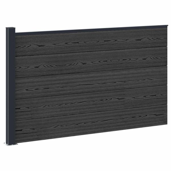Панел на ограда WPC и алуминий Черно