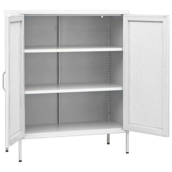Шкаф за съхранение, бял, 80х35х101,5 см, стомана