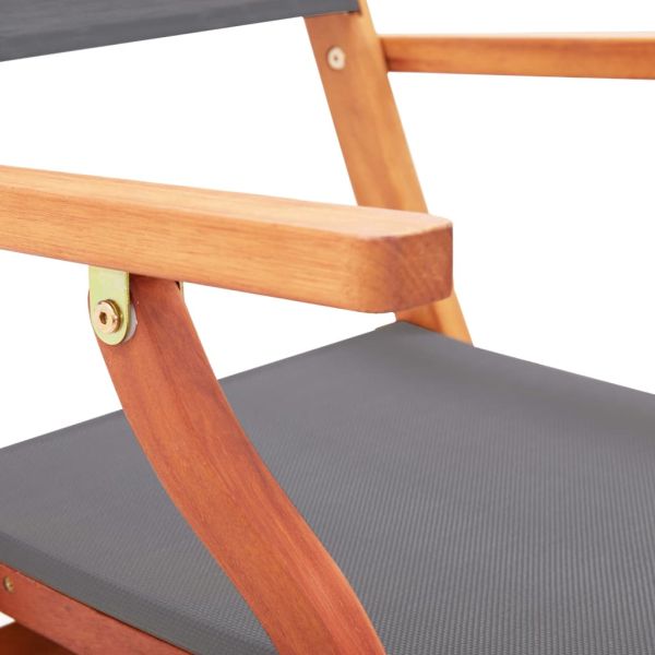 Сгъваеми градински столове 2 бр сиви евкалипт масив и textilene