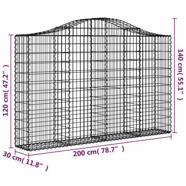 Габионни кошници арка 3 бр 200x30x120/140см поцинковано желязо