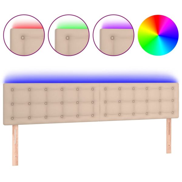 LED Горна табла за легло, капучино, 160x5x78/88 см