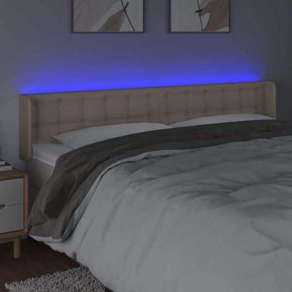 LED Горна табла за легло, капучино, 163x16x78/88 см