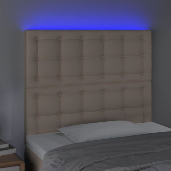 LED горна табла за легло, капучино, 80x5x118/128 см