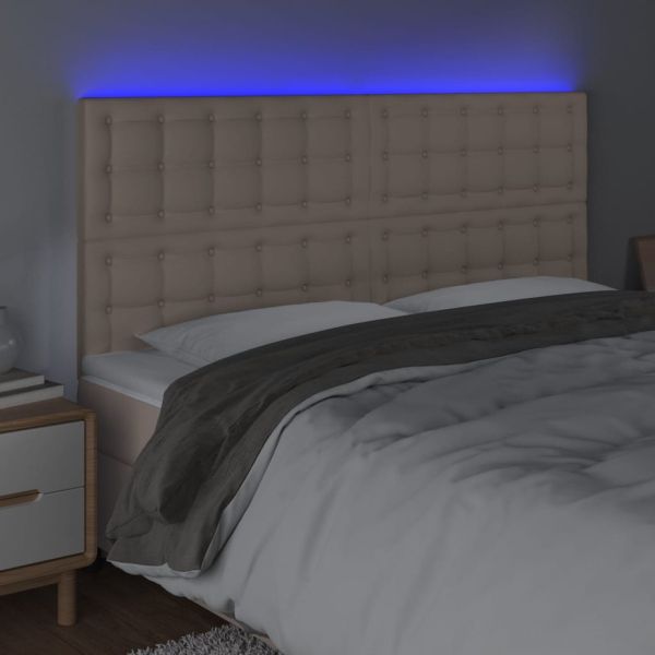 LED горна табла за легло, капучино, 160x5x118/128 см