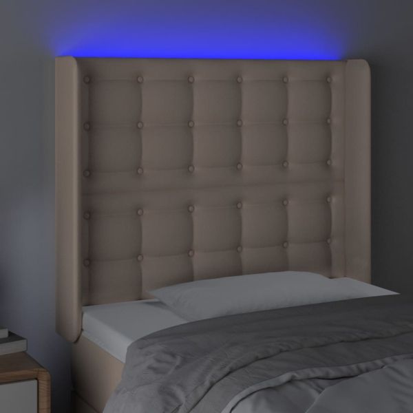 LED горна табла за легло, капучино, 83x16x118/128 см