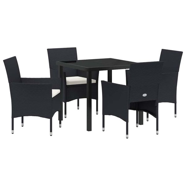 Комплект за хранене в градината 5 pcs Черно полиратан