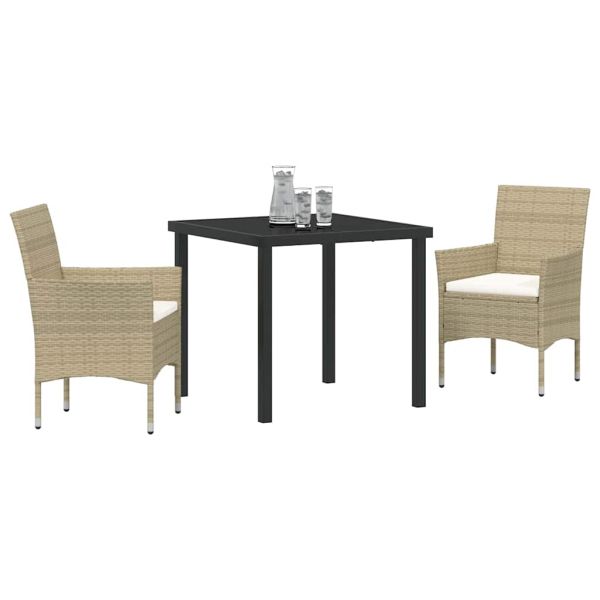 Комплект за хранене в градината 3 pcs Бежово полиратан
