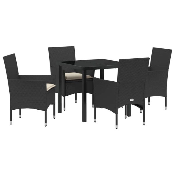 Комплект за хранене в градината 5 pcs Черно полиратан