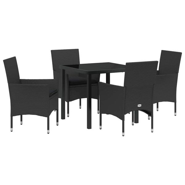Комплект за хранене в градината 5 pcs Черно полиратан