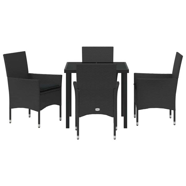 Комплект за хранене в градината 5 pcs Черно полиратан
