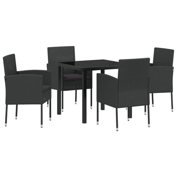 Комплект за хранене в градината 5 pcs Черно полиратан