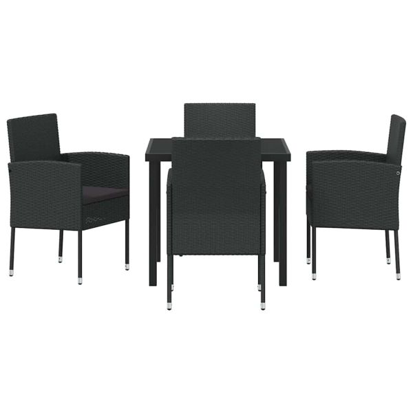 Комплект за хранене в градината 5 pcs Черно полиратан