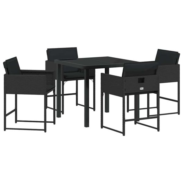 Комплект за хранене в градината 5 pcs Черно полиратан