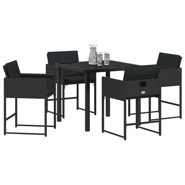 Комплект за хранене в градината 5 pcs Черно полиратан