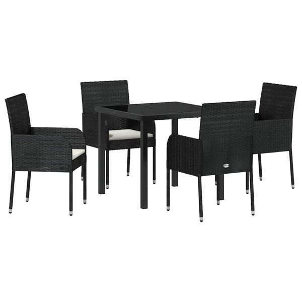 Комплект за хранене в градината 5 pcs Черно полиратан