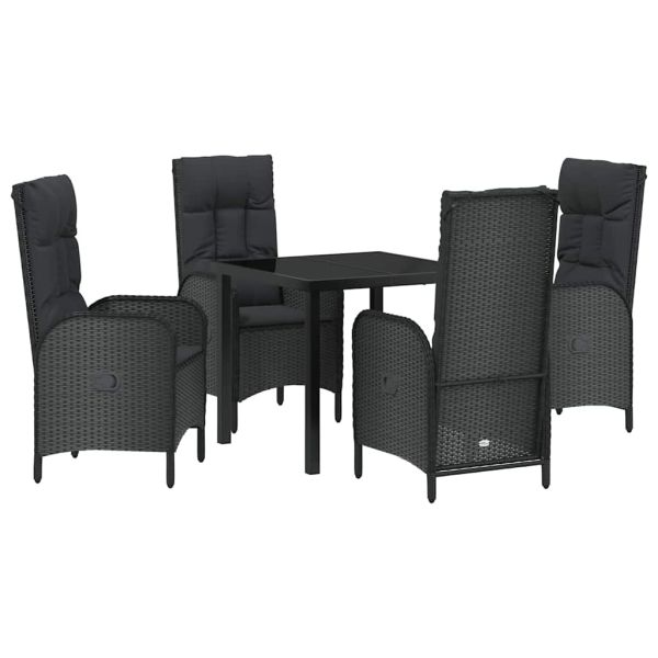Комплект за хранене в градината 5 pcs Черно полиратан