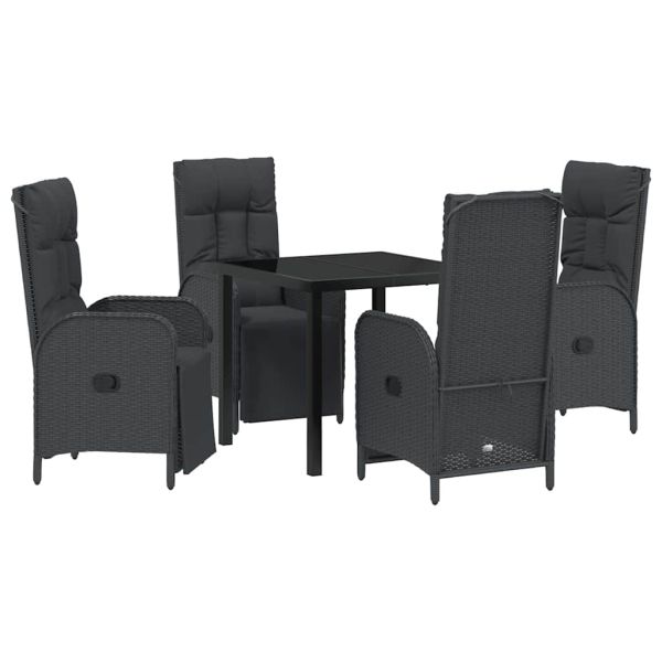 Комплект за хранене в градината 5 pcs Черно полиратан