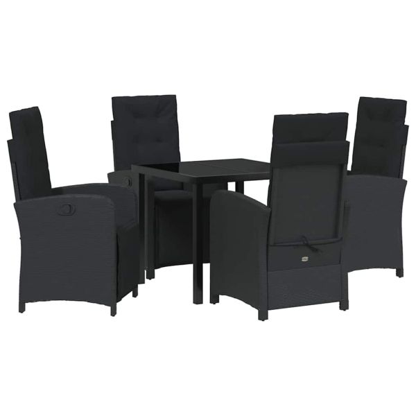 Комплект за хранене в градината 5 pcs Черно полиратан