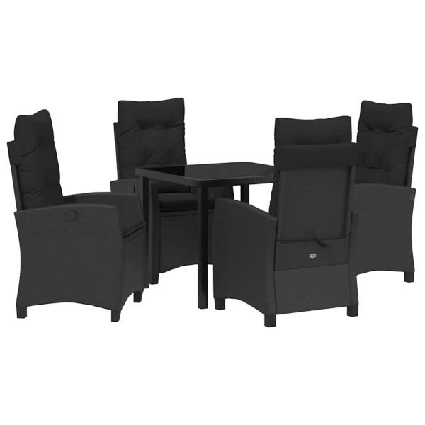 Комплект за хранене в градината 5 pcs Черно полиратан