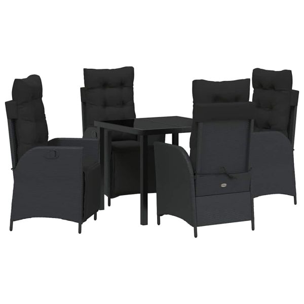 Комплект за хранене в градината 5 pcs Черно полиратан