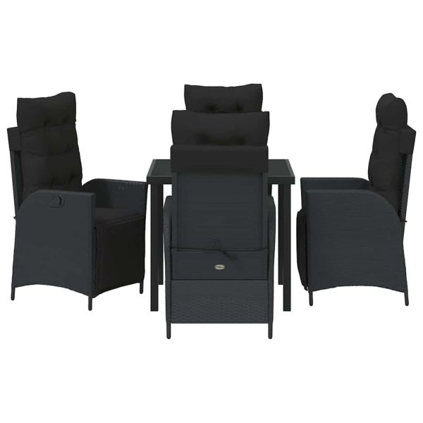 Комплект за хранене в градината 5 pcs Черно полиратан