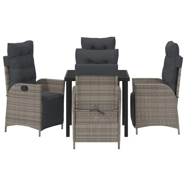 Комплект за хранене в градината 5 pcs Сив полиратан