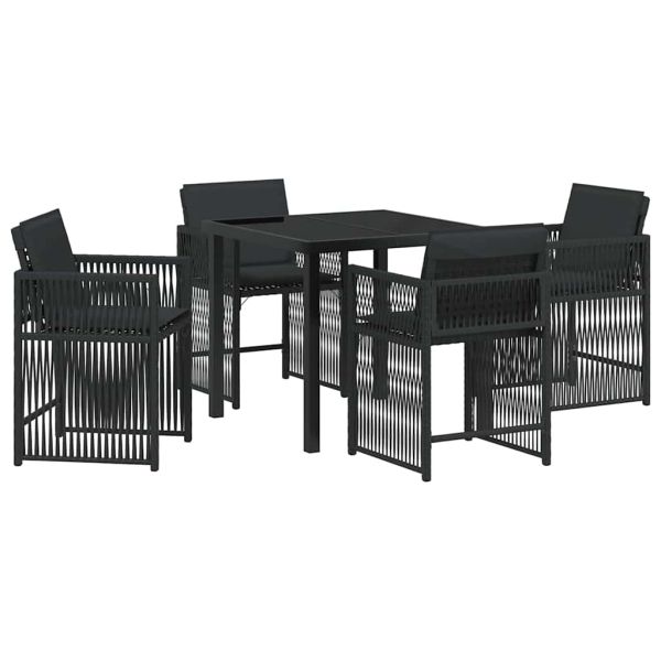 Комплект за хранене в градината 5 pcs Черно полиратан