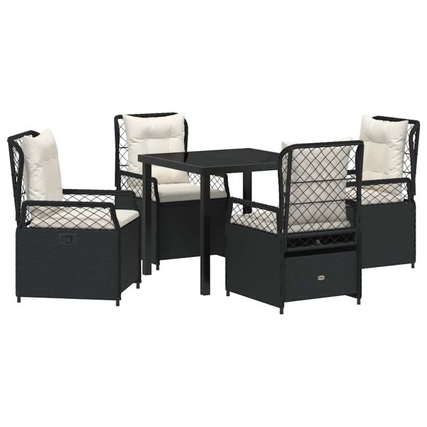 Комплект за хранене в градината 5 pcs Черно полиратан