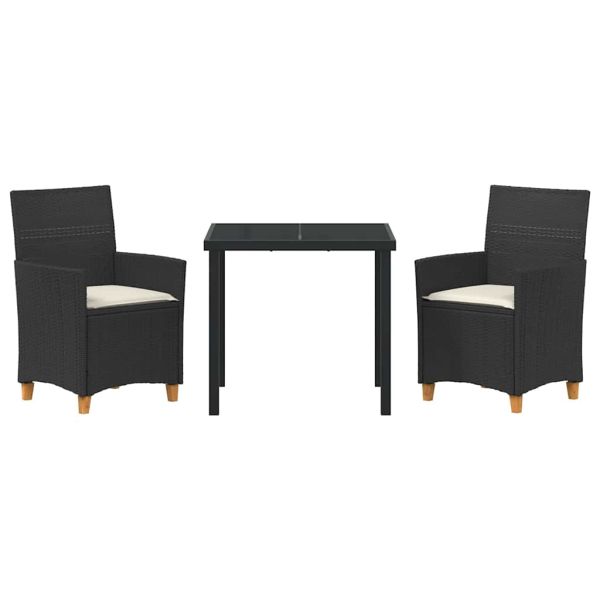 Комплект за хранене в градината 3 pcs Черно полиратан