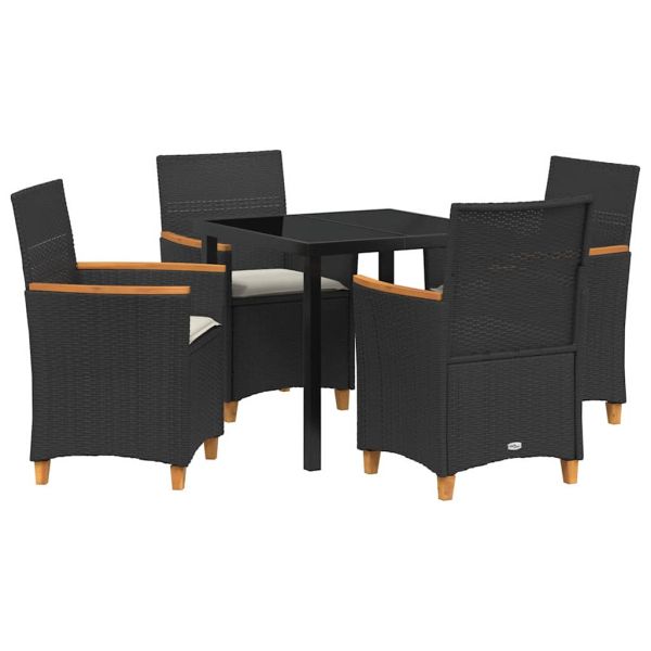 Комплект за хранене в градината 5 pcs Черно полиратан