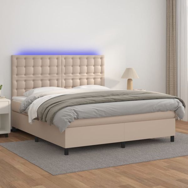 Боксспринг легло с матрак LED капучино 160x200 см