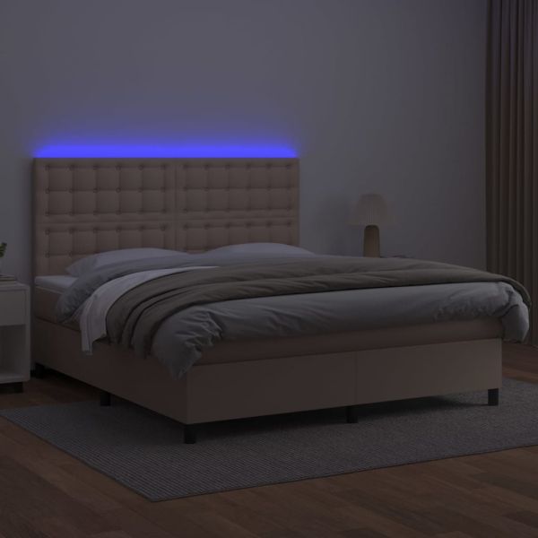 Боксспринг легло с матрак LED капучино 160x200 см