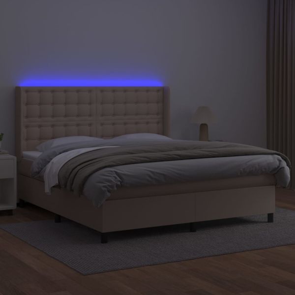 Боксспринг легло с матрак LED капучино 160x200 см