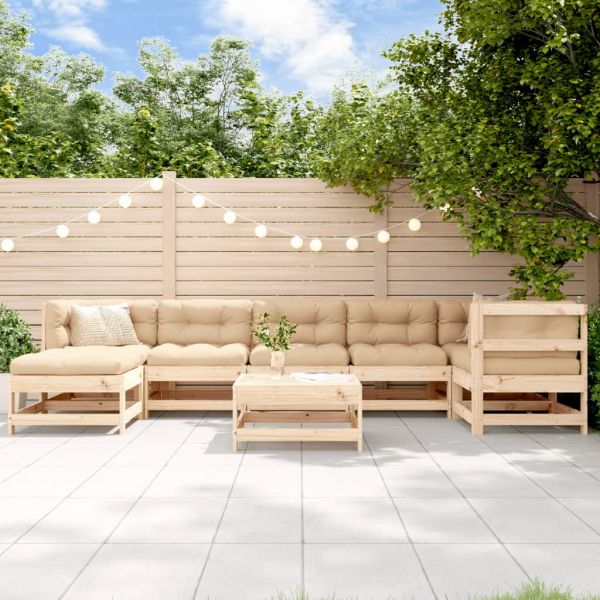 Градински лаундж комплект, 8 части, бор масив