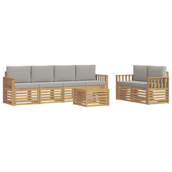 Комплект дивани за открито 7 pcs Бяло и светлосиво Полиестер