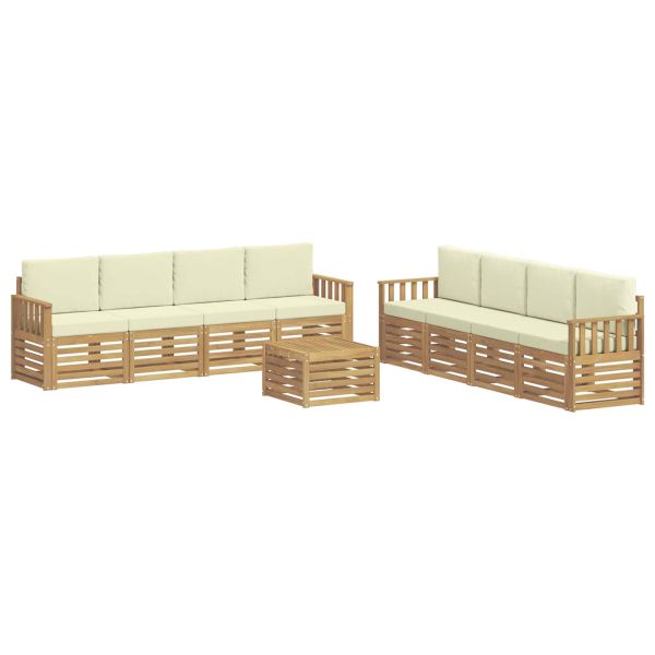Комплект дивани за открито 9 pcs Бяло и кремаво 59 x 59 x 37 см