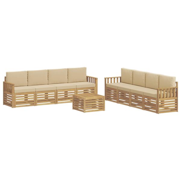 Комплект дивани за открито 9 pcs Бяло и Бежово 59 x 59 x 37 см
