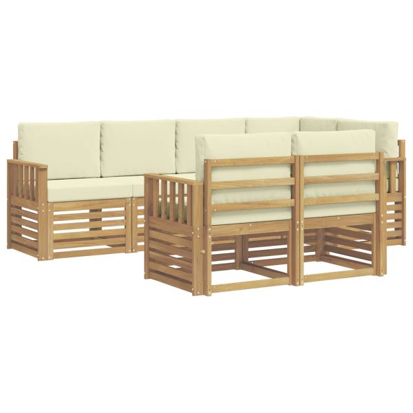 Комплект дивани за открито 7 pcs Бяло и кремаво