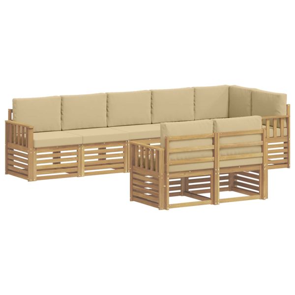 Комплект дивани за открито 8 pcs Бяло и Бежово