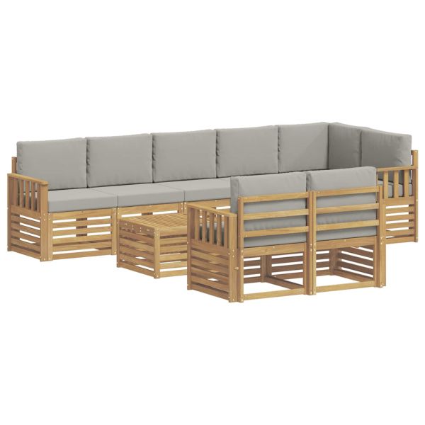 Комплект дивани за открито 8 pcs Бяло и светлосиво