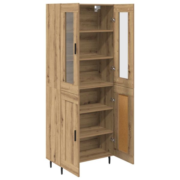 Висок шкаф 2 pcs Дъб Инженерно дърво