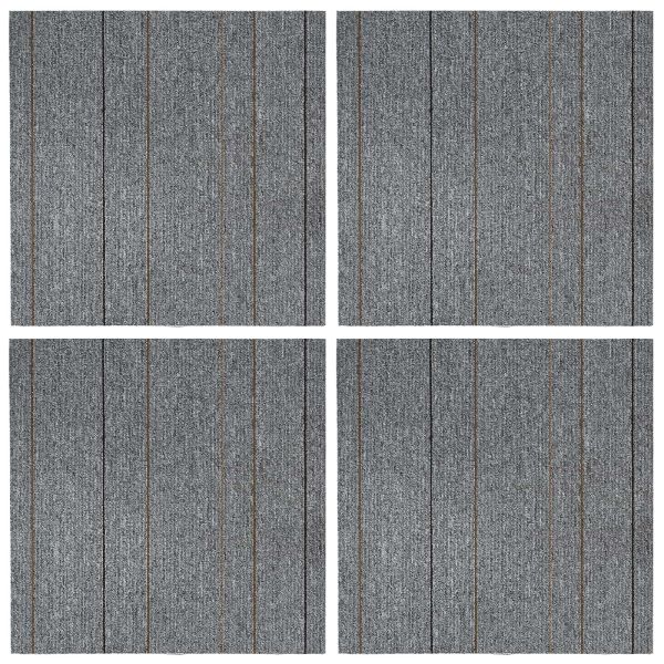 Килимна плочка Светло сиво с ивица 50 x 50 cm 4 pcs ПП и Битум