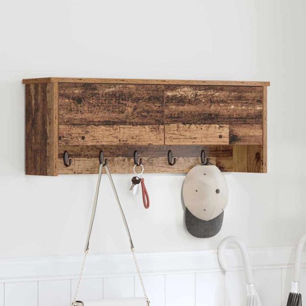 Стенен закачалка за палта с рафт Старо дърво 80 x 20 x 30 cm
