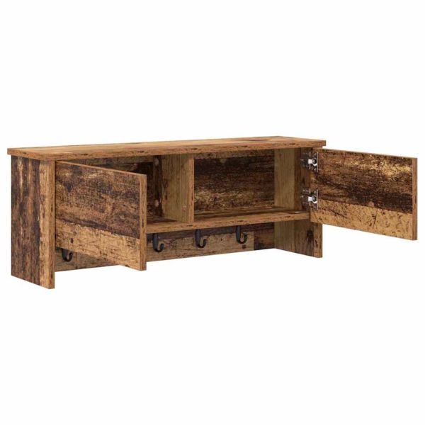 Стенен закачалка за палта с рафт Старо дърво 80 x 20 x 30 cm