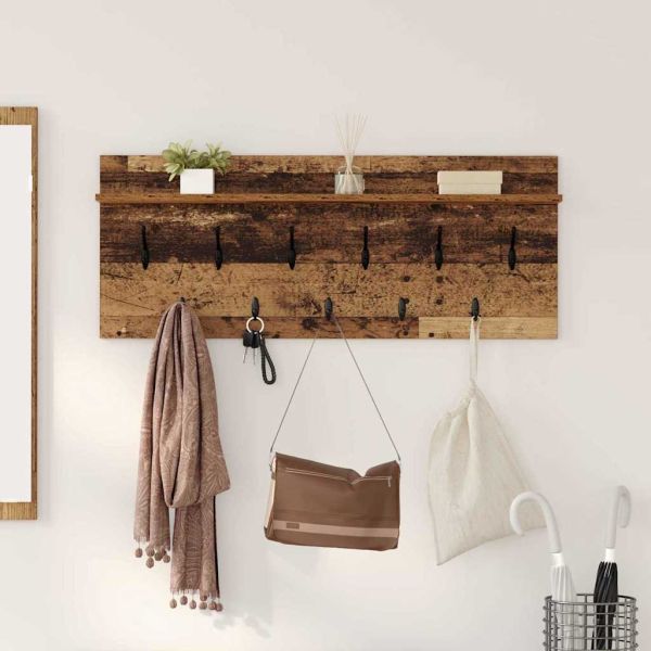 Стенен закачалка за палта с рафт Старо дърво 100 x 40 x 12 см